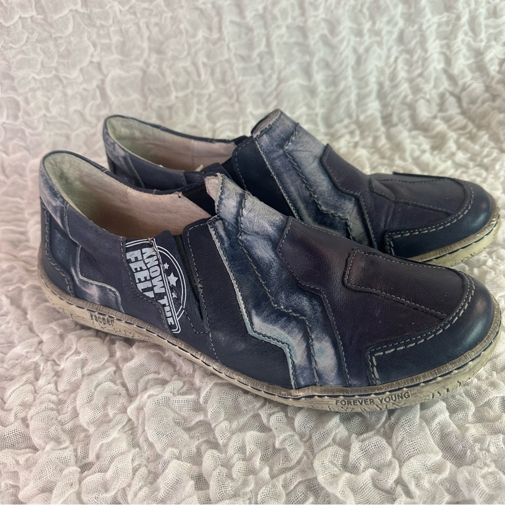 Kacper Blue Leather Distresses Shoes EU40 /US8 - Picture 5 of 13